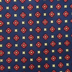 BROOKS BROTHERS SILK TIE BLUE RED GEOMETRIC 3.5"